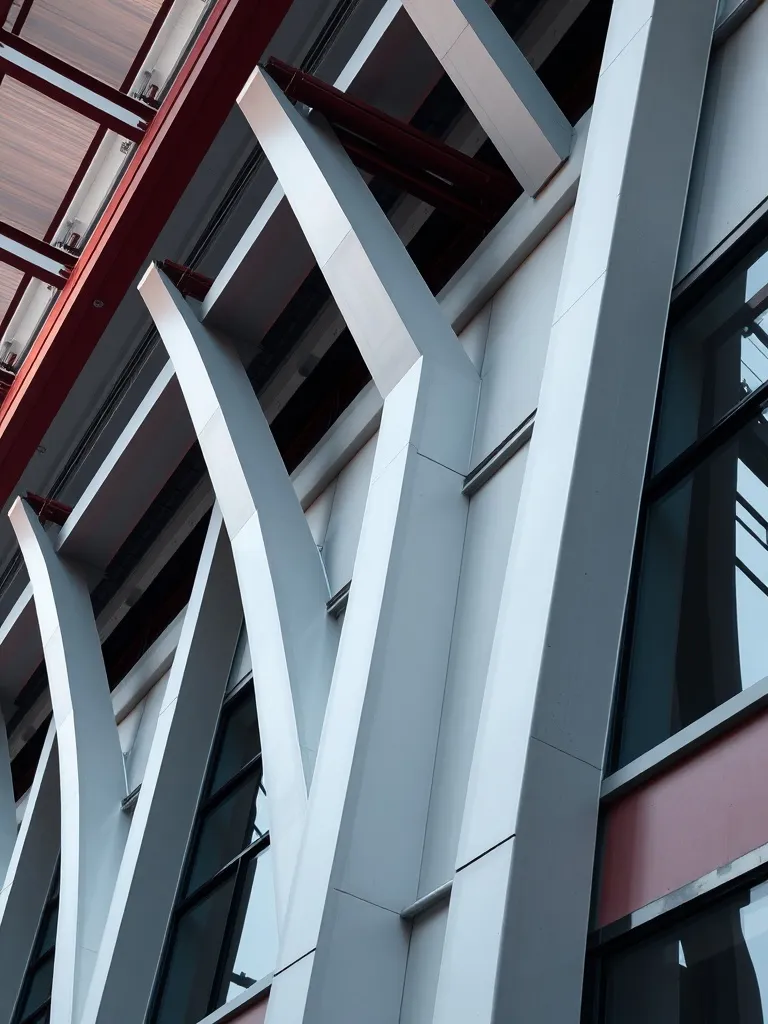 Industrial architectural detail of a modern building with cl